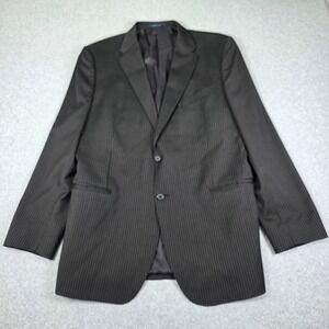 Joseph‎ Abboud Loro Piana Wool Pinstripe Blazer Jacket Men's 46L Black Made USA
